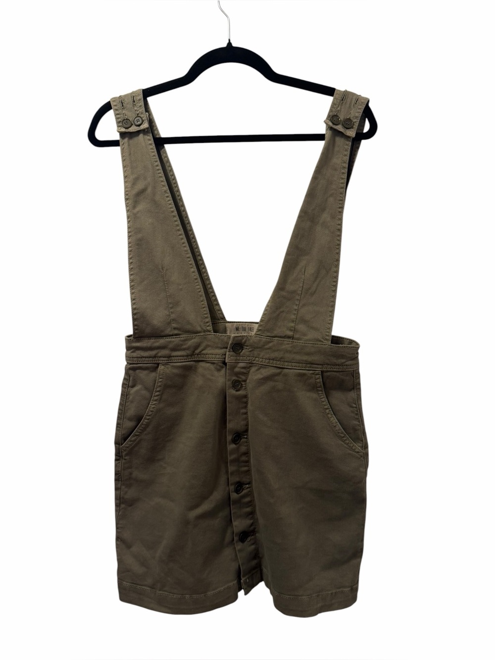 Free People We The Free Olive Utility Overall Romper Shorts Size 8 - Picture 4 of 6